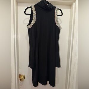 Alice + Olivia Black One-Shoulder Dress with Crystal-Embellished Strap
